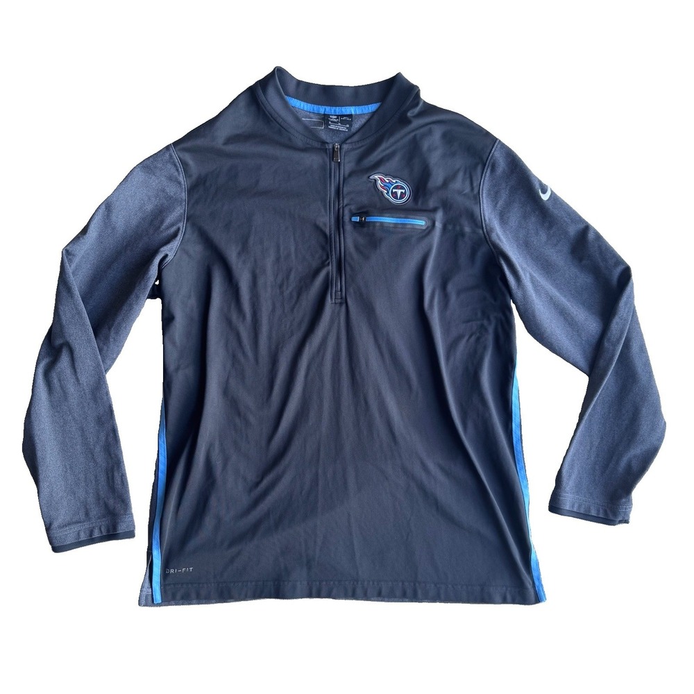 Nike NFL Tennessee Titans Dri-FIT Quarter Zip Pullover Mens XL Gray Blue